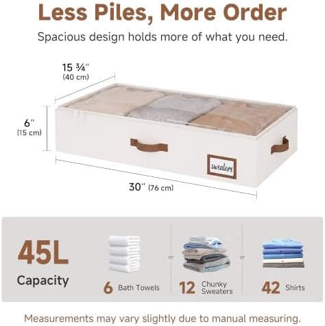 StorageWorks 6 Inch Low Profile Under Bed Storage Containers with Clear Lid