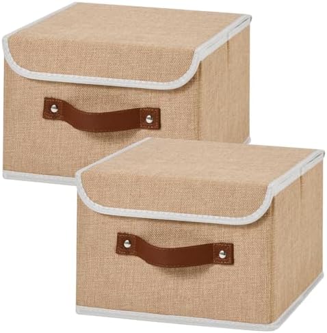 2PCS Storage Boxes Baskets with Lid Foldable Fabric Storage Bins
