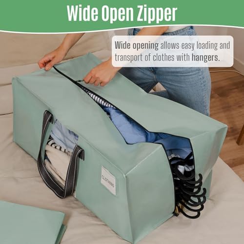 VENO Heavy Duty Moving Bags, Storage Bags, Clear Window, Light Green,4 Pack