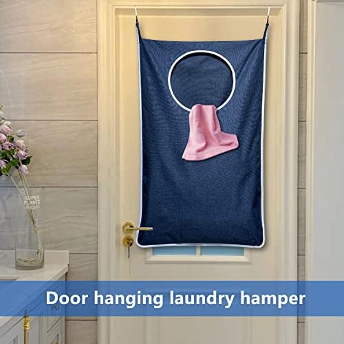 KEEPJOY 2 Pack Large Hanging Laundry Hamper Bag, 35x21.6 Inch Oversized Clothes Hanging Laundry bag with Hooks, Perfect for Managing Dirty Clothes Storage Bag (Blue,2-Pack)
