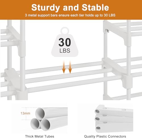 WOWLIVE 9 Tier 3-Column Shoe Rack, 50-55 Pairs Stackable White