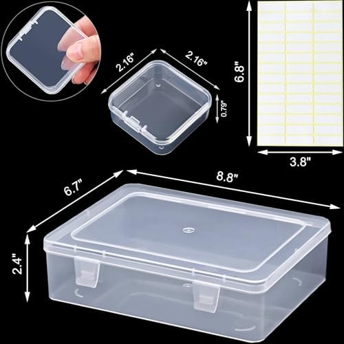 Bead Organizer Box, 90pcs Small Clear Plastic Storage Containers, Craft Storage Box Features Hinged Lid and Labels, Mini Boxes for Bracelets, Jewelry, Diamonds, Clay Beads, Screws, Seeds, Small Parts