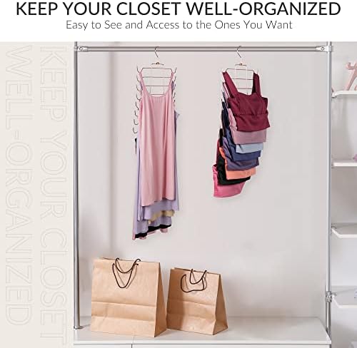 ZEDODIER Tank Top Hanger, Bra Organizer for Closet, Space Saving | 16 Hooks Total, Sturdy Metal, 360° Rotating, Foldable Design, Hanging Closet Organizers and Storage for Apartments and Dorms