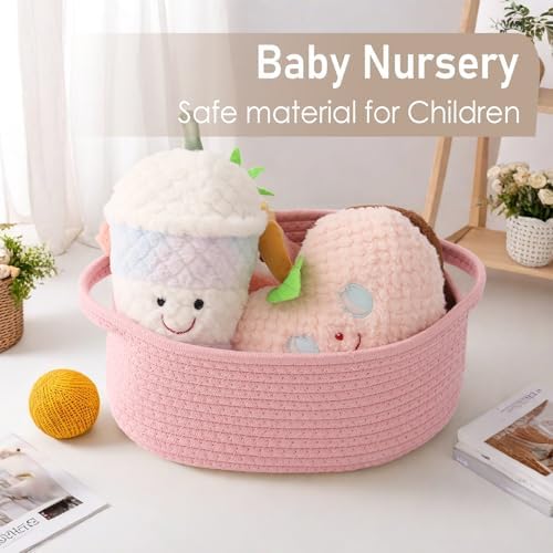 JMvicyroam Small Woven Basket, Empty Gift Basket, Pink/3 Pack