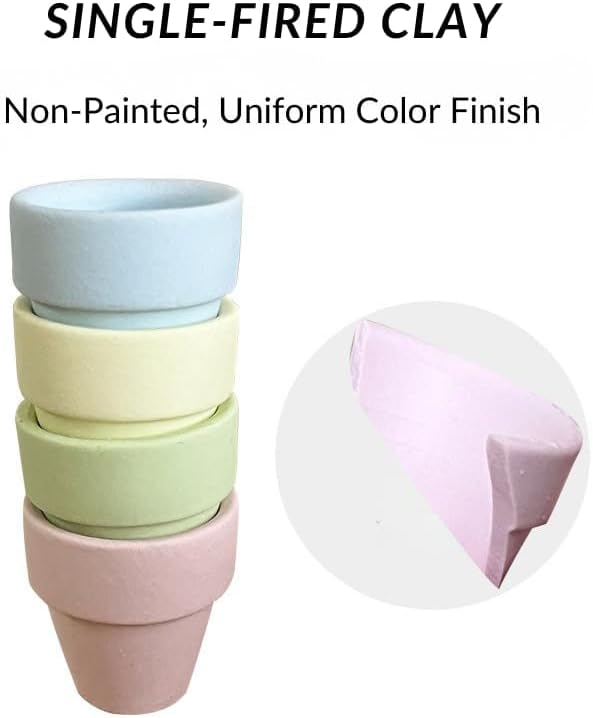 Mini Pastel Terracotta Pots for Micro Gardens – 30 Pack, 1.7” Tiny Breathable Clay Planters, Macaron Colors, for Moss, Fairy Gardens, Dollhouses, and Succulents (Yellow, 1.7 Inch)