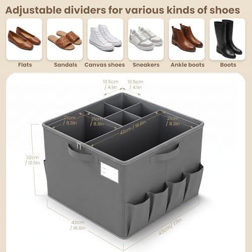 Varhomax Shoe Organizer Box for Closet, Fabric Storage Basket