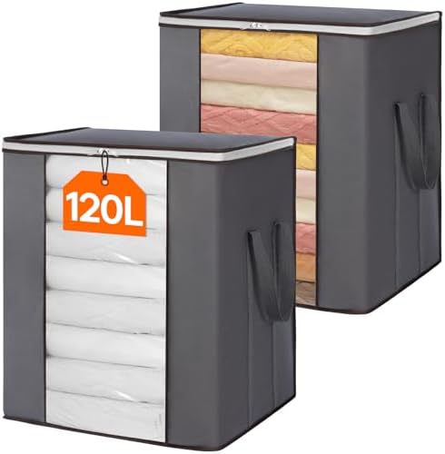 Lifewit 2 Pack 120L Extra Large Clothes Storage, Blanket Storage Bags