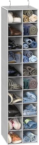 Simple Houseware 20 Section Shelves Hanging Shoes Organizer, Gray | Dual Metal Hooks, 10 Tier, Holds Up to 20 lbs, for Narrow Space