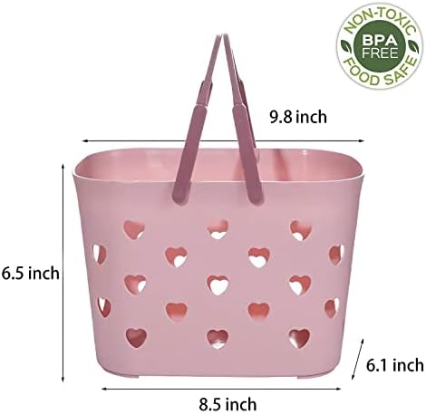 Portable Shower Caddy with Handle Plastic Shower Basket Organizer, Pink | Bathroom Caddy Storage Tote Cleaning Supply Caddy for College Dorm, Kitchen, Pantry, Garage