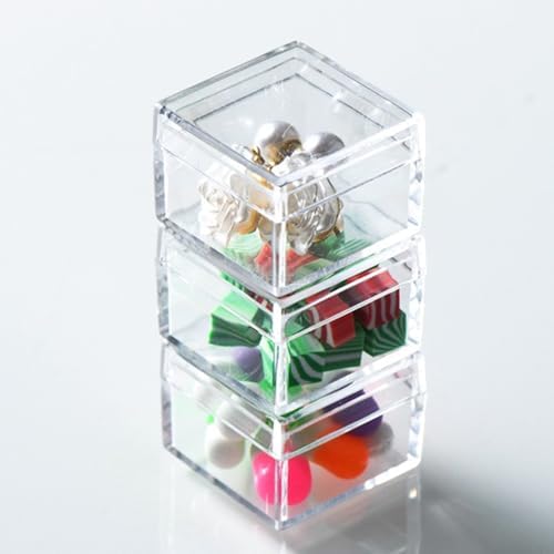 KissYou Acrylic Box for Candy Small Clear Boxes with Lids Plastic Square Cube Jewelry Storage Box Birthday Wedding Graduation Party Decoration