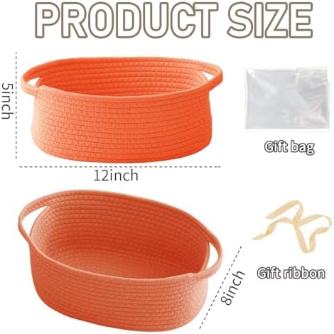 JMvicyroam Small Woven Basket, Empty Gift Basket, Orange/2 Pack