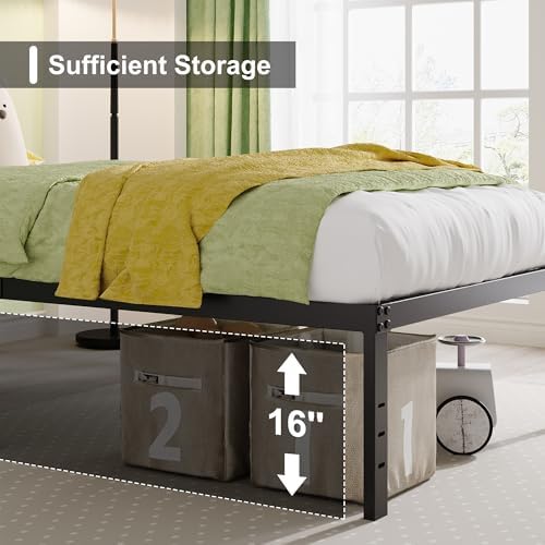 EMODA 18 Inch King Bed Frame, Heavy Duty Tall with Large Storage Space