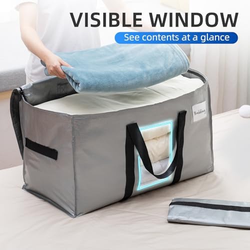 TAILI 4 Pack Silver Extra Large Moving Bags,Storage Bag with Visible Window