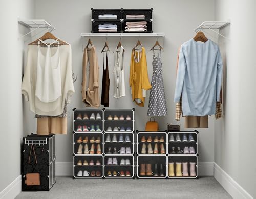HOMIDEC Shoe Rack Organizer 16 Pair Modular Shoe Storage Cabinet for Closet