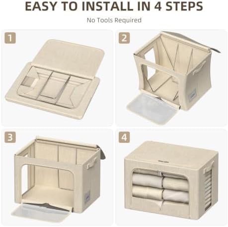 FHSQX 6 Pack Clothes Storage Bins,Beige, 15.7x11.8x11.8 Inch