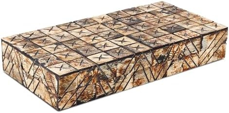 Handicrafts Home Large Decorative Storage Box 12x6– Coffee Table Organizer Box, Modern Home Décor Accent, Keepsake Memory Box, Jewelry Storage Box, Boho Decorative Box with Lid for Shelf, Mantle Decor