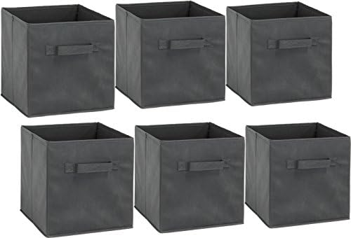 Simple Houseware 11-Inch Foldable Cube Storage Bins, Dark Gray, 6-Pack
