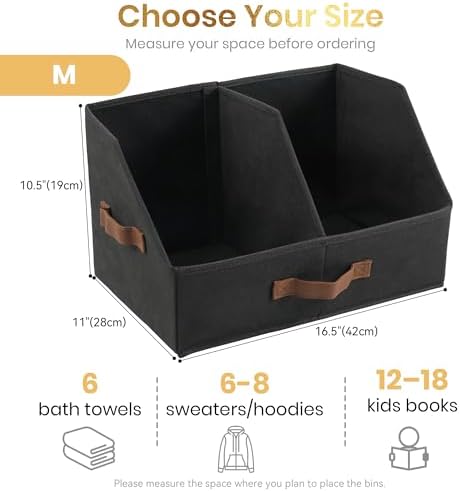 HOMELUX THEORY Closet Organizers Storage, Medium Collapsible Bin 3pc, Black