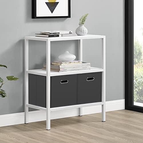 Black Foldable Storage Cubes Bins , Fabric Storage Box Cubes Organizer Baskets with Dual Handles for Home Organizer(Grey)