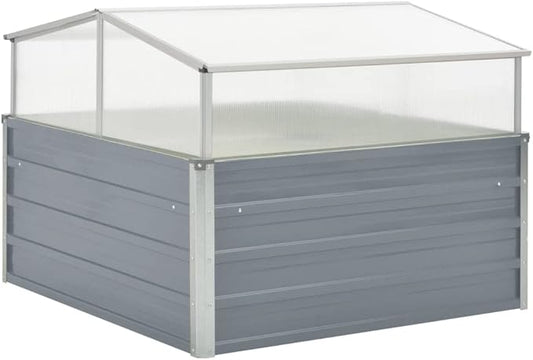 Outdoor Garden Greenhouse with Adjustable PC Panels, Galvanized Steel Cold Frame for Raised Bed Planting, Stackable Square Plant Protection Cover, 39.4 x 39.4 x 33.5 Inches