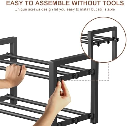 Expandable Shoe Rack, Heavy Duty Metal Shoe Organizer for Closet