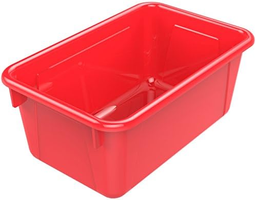Storex Small Cubby Bins, Pack of 5, 12.2 x 7.8 x 5.1 Inches, Red (62415U05C)