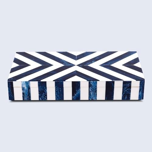 Handicrafts Home Large Decorative Storage Box 12x6– Coffee Table Organizer Box, Modern Home Décor Accent, Keepsake Memory Box, Jewelry Storage Box, Boho Decorative Box with Lid for Shelf, Mantle Decor