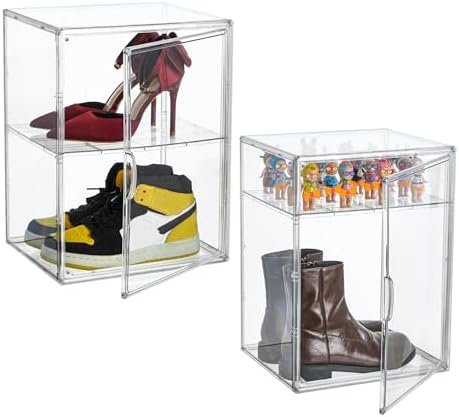 Attelite XXX-Large Acrylic Display Case Boot Shoe Storage Boxes 2 Pack