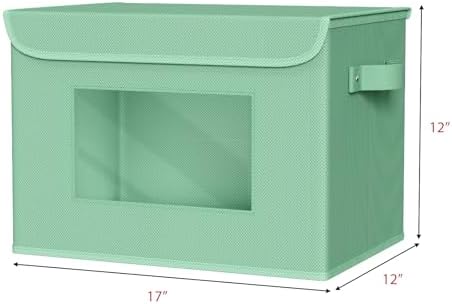 Univivi Fabric Foldable Storage Bins with Lids, 4 Pack, Green