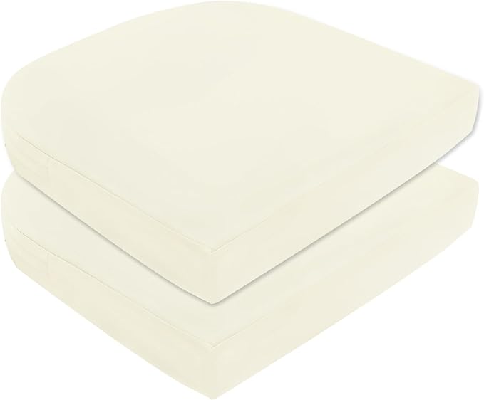 Topotdor Outdoor Chair Cushions for Patio Furniture,Waterproof Patio Chair Cushions Set of 2,Indoor/Outdoor Round Corner Chair Seat Cushion with Ties,18"x18"x3" Cream