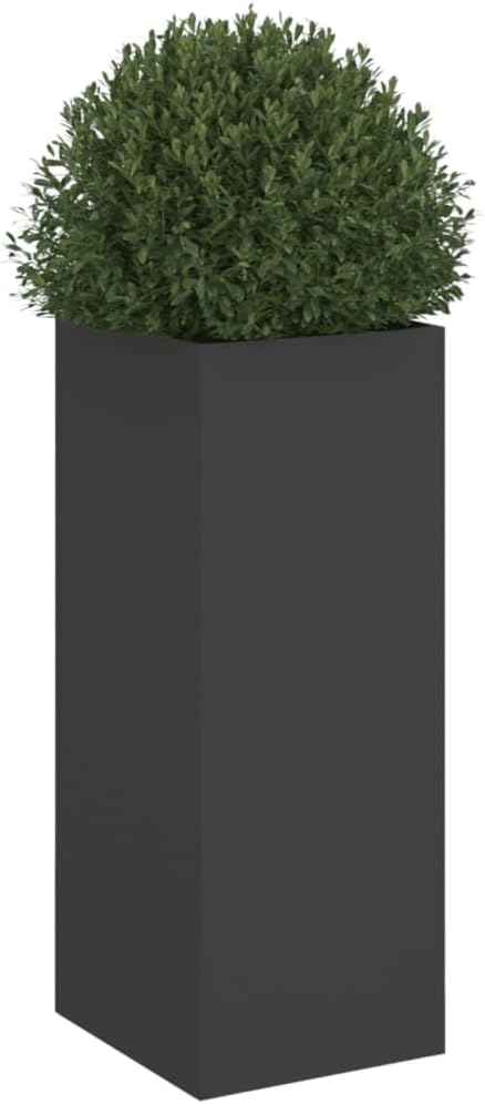 4-Piece Steel Space Planter Set, Modern Black Cold-Rolled Steel Rectangular Planters for Indoor and Outdoor Use, Durable Construction with Sleek Finish and Decorative Inlays