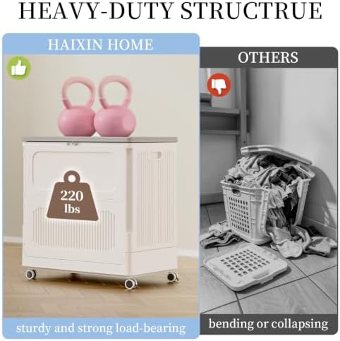 130L Rolling Laundry Hamper with Lid Laundry Basket