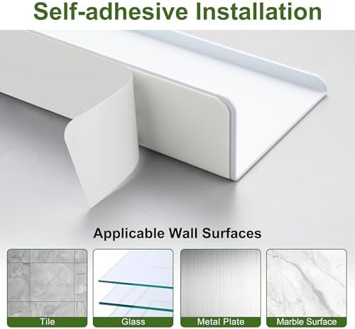 SAYAYO White Floating Shelves for Wall Storage, 8 Inch Small Adhesive Shelf