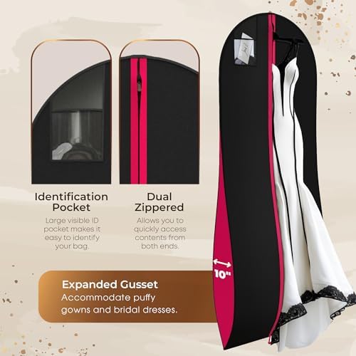 Your Bags Women's Dress & Gown Garment Bag, 72" x 24", 10" Tapered Gusset