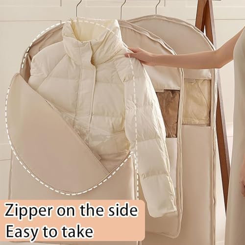 2025 Space Saving Hanging Garment Bag with Self Compression Zipper, Transparent Visibility Space Saving Hanging Protector for Down Coat with Self Compression Zipper (Large)