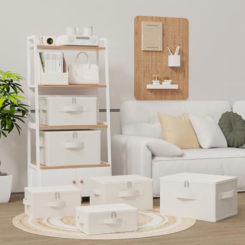Underbed Storage Baskets with Lids,17.7x13.7x9.8in,Beige,2 Pack