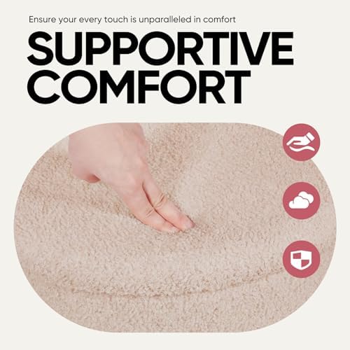 17 in Round Storage Ottoman,Boucle Sherpa Ottoman with Tray, Faux Teddy Footrest for Bedroom Dorm Living Room