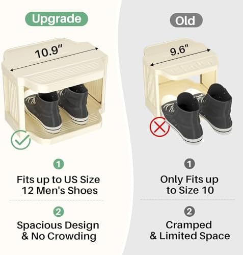 Kitstorack Vertical Shoe Rack: 8 Tiers Stackable Shoe Rack for Closet DIY Free Standing Shoe Organizer Small Shoe Shelf for Small Spaces and Narrow Spaces Plastic, White