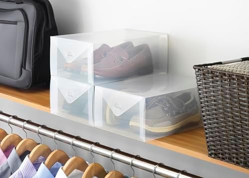Whitmor Clear-Vue Men's Shoe Box - Heavy Duty Stackable Shoe Storage - Clear - Set of 8