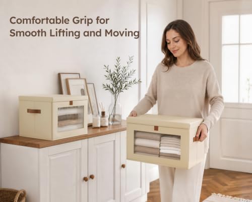 Homsorout Storage Bins with Lids - Closet Organizer with Front Opening