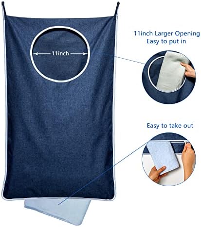KEEPJOY 2 Pack Large Hanging Laundry Hamper Bag, 35x21.6 Inch Oversized Clothes Hanging Laundry bag with Hooks, Perfect for Managing Dirty Clothes Storage Bag (Blue,2-Pack)