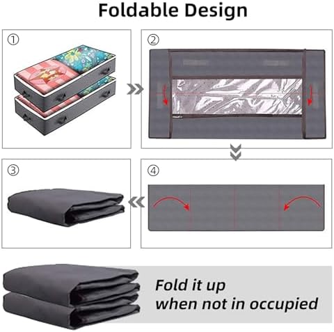 Ymiko Underbed Storage Bag Comforter Blanket Large Capacity NonWoven Fabric Bins for Clothes Shoes Bedding 2 Pcs