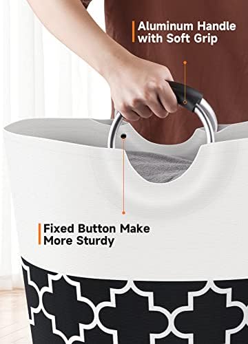Large Laundry Basket, 115L Tall Collapsible Hamper with Handles, Black