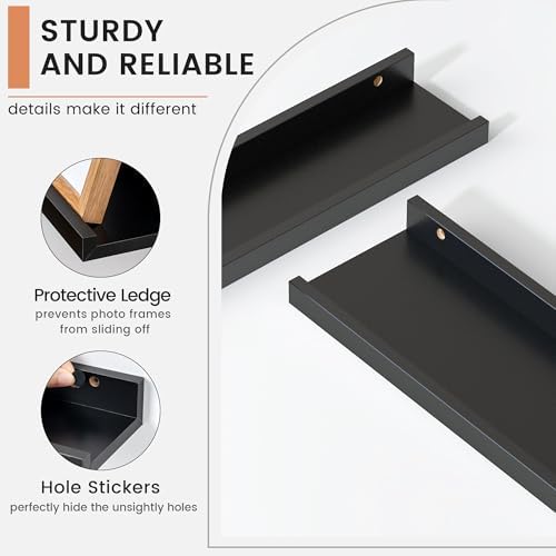 FLYJOE Floating Picture Ledge Shelves for Wall Set of 4, 48 Inch Wall Shelves with Lip Long Large Nursery Book Shelf for Toys Storage Kids Bookshelf Wall Mounted Living Room Bedroom Decor Frames