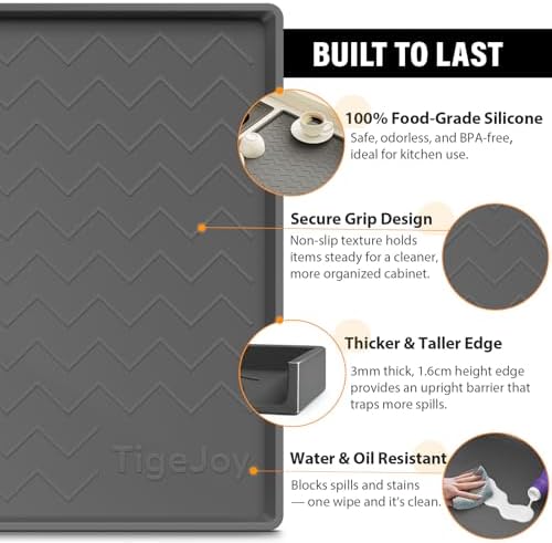 TigeJoy Under Sink Mats for Kitchen Waterproof 37" x 19", Cabinet Liner