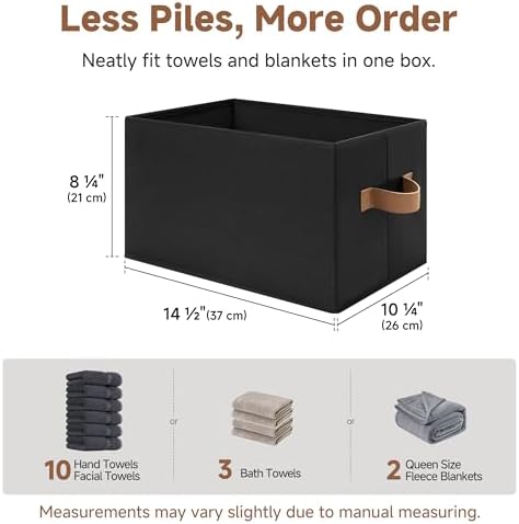 StorageWorks Closet Storage Bins, Black, Large, 3-Pack | Storage Bins for Shelves, Closet Organizers and Storage Baskets, Fabric Clothes Organizer, Foldable Laundry Baskets