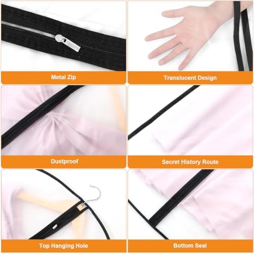 12 Pack Peva Garment Bags 24 x 40 In, Translucent Clothes Covers
