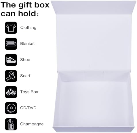 Aimyoo White Collapsible Gift Box with Magnetic Closure Lids 13.8x9x4.3 in, Bridesmaid Groomsmen Proposal Box, Large Rectangle Box for Present Graduation Storage 3 Pack