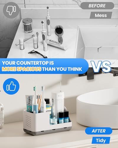 Toothbrush Holder Bathroom Counter Organizer & Storage Detachable | Anti-Slip with Drain Holes, Kids Electric Toothbrush and Toothpaste Holders for Vanity Sink Bathroom Decor Accessories