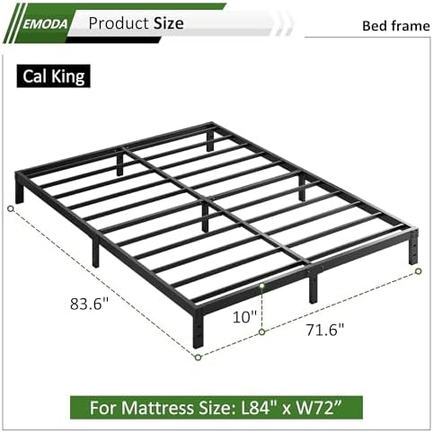 EMODA 10 Inch California King Bed Frames Heavy Duty Metal Cal King Platform